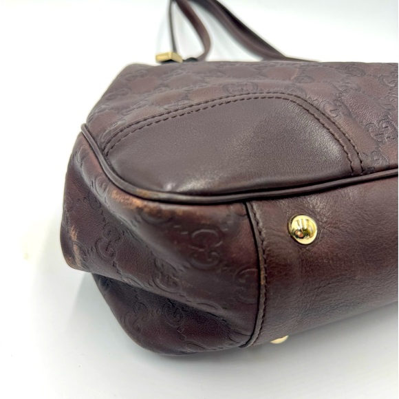 Auth Gucci GG Monogram Brown Embossed Guccissima Leather Princy Tote Bag - Picture 14 of 16
